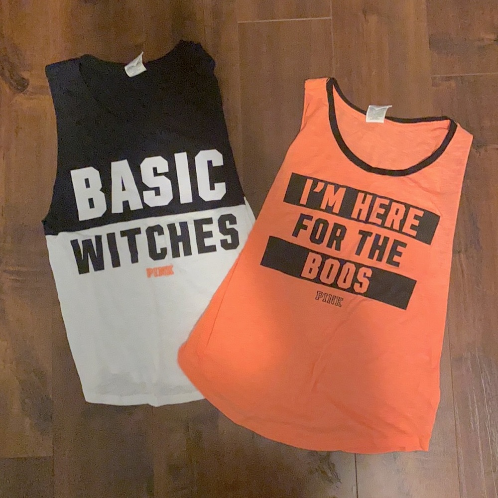 2 PINK VIctoria’s Secret Halloween tank tops